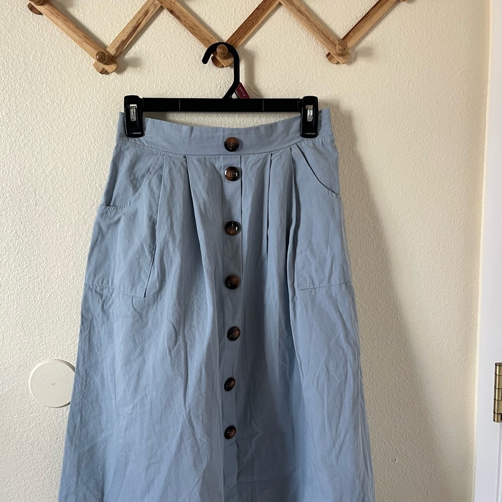 Blue Button-Front Women's Skirt